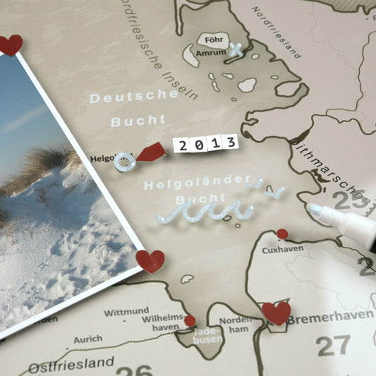 Magnetisches Glasbild - Deutschlandkarte Beige